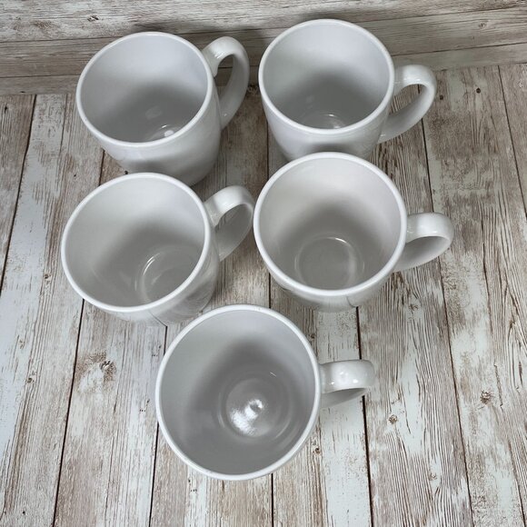 Set Of 5 CORELLE Coordinates Stoneware SOLID WHITE Snow Coffee Mugs Cups EUC - Picture 3 of 4